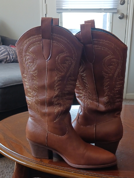 Source Unknown Shoes - Brown Women's Western Mid-Calf Boots - Classic Cowboy Style